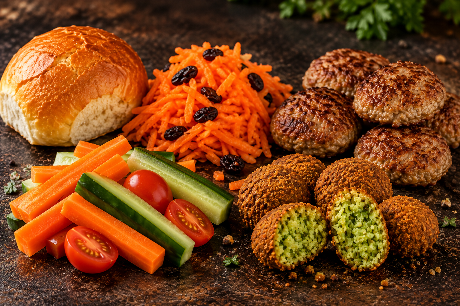 Bolle / Råkost / Frikadelle / Falafel – skolemad fra Onlineskolemad